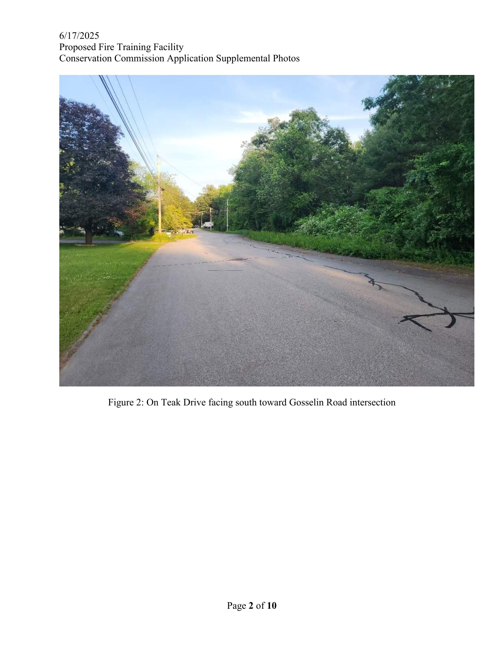 On Teak Drive facing south toward Gosselin Road intersection